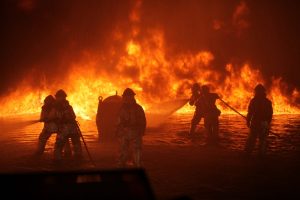 firefighters fighting a wildfire