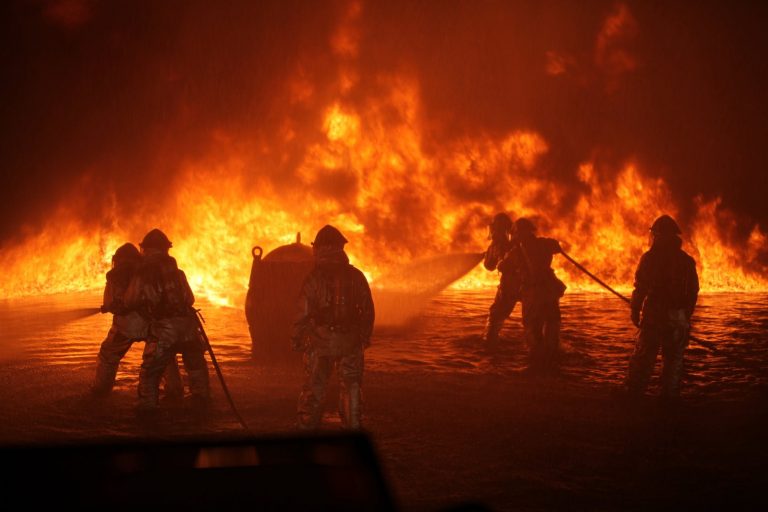 firefighters fighting a wildfire