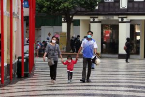 Family wearing masks