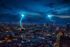 storm over a city